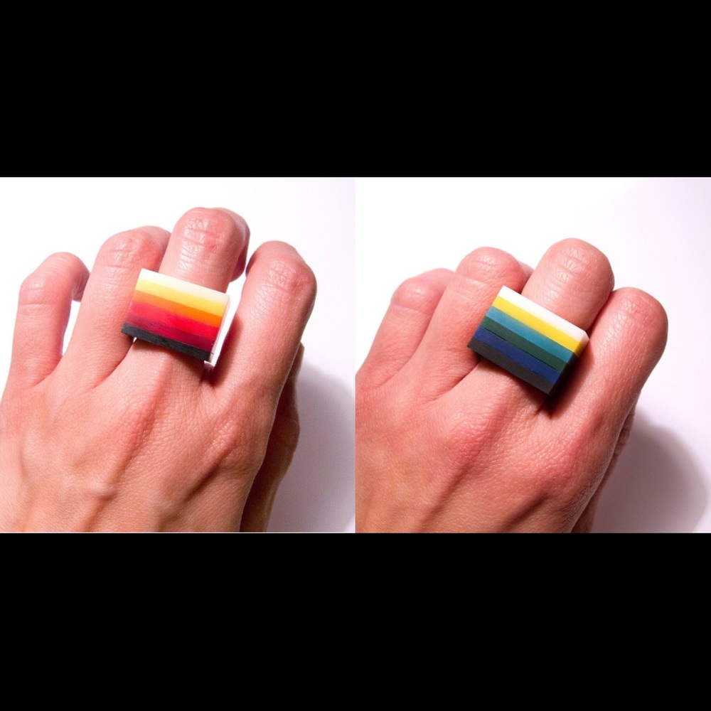 Geometric Colorblock Statement cocktail Rings